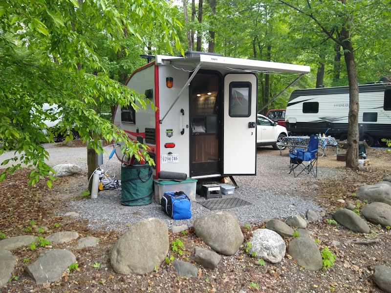 Camper at campground